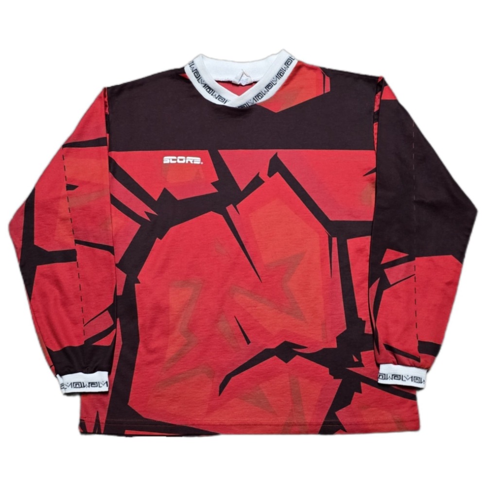 VTG 90s Score USA Soccer Goalie‎ Jersey Mens Small Red Shattered Keeper Shirt